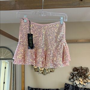 Dolls Kill Club Exc Pink Sequin Women's Skirt S